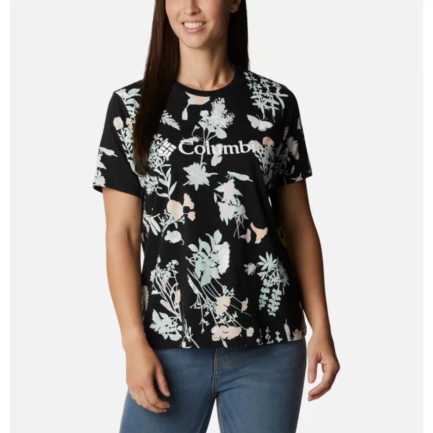 Columbia Black Radical Botanical Women's North Cascades Casual Printed T-Shirt
