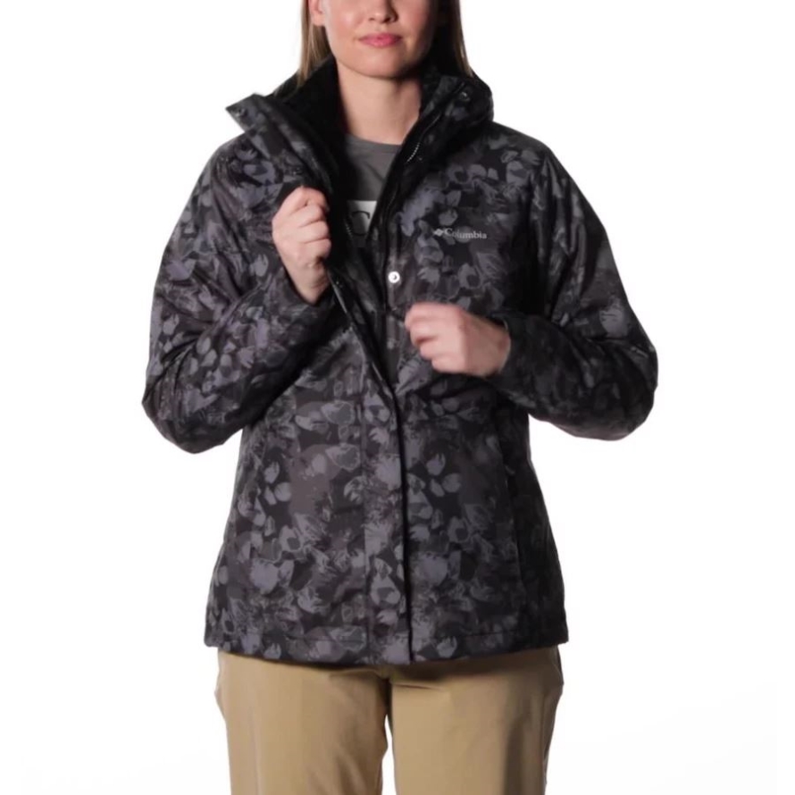 Columbia Black Solarized Tonal Print Women's Tunnel Falls Interchange Jacket