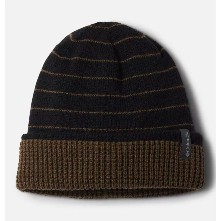 Columbia Black Stripe/Olive Green City Trek Reversible Beanie