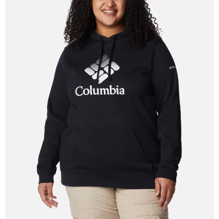 Columbia Black/White CSC Stacked Logo Women's Columbia Trek Graphic Hoodie Plus Size