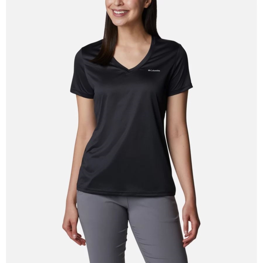 Columbia Black Women's Columbia Hike Short Sleeve V-Neck Shirt