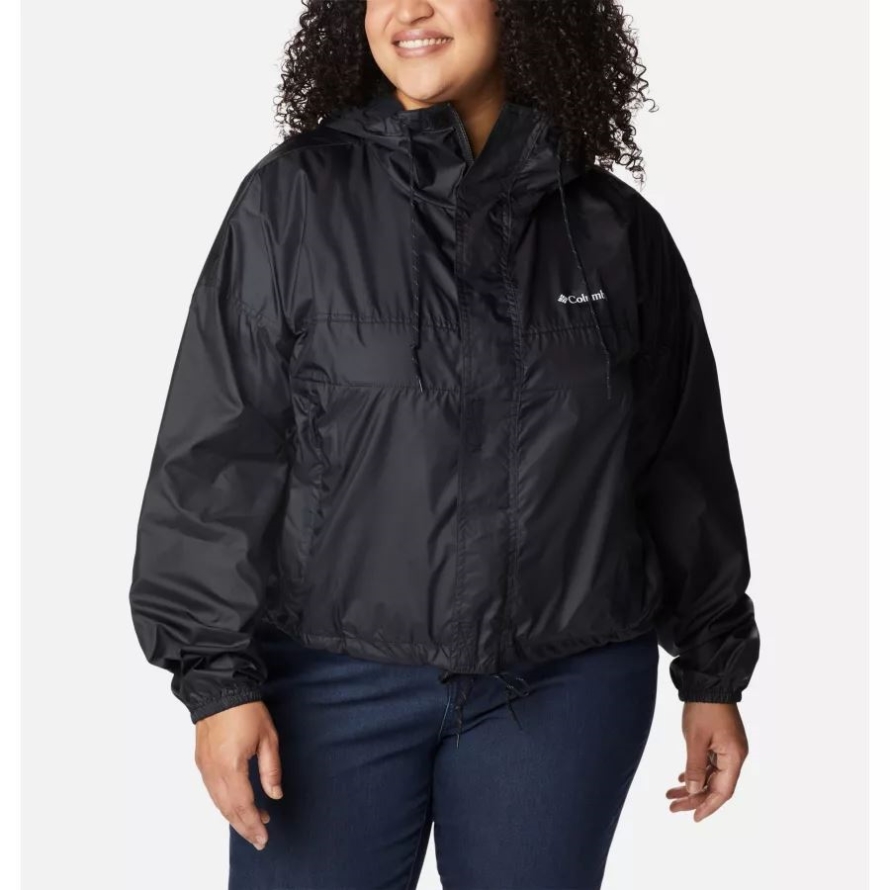 Columbia Black Women's Flash Challenger Cropped Windbreaker Plus Size