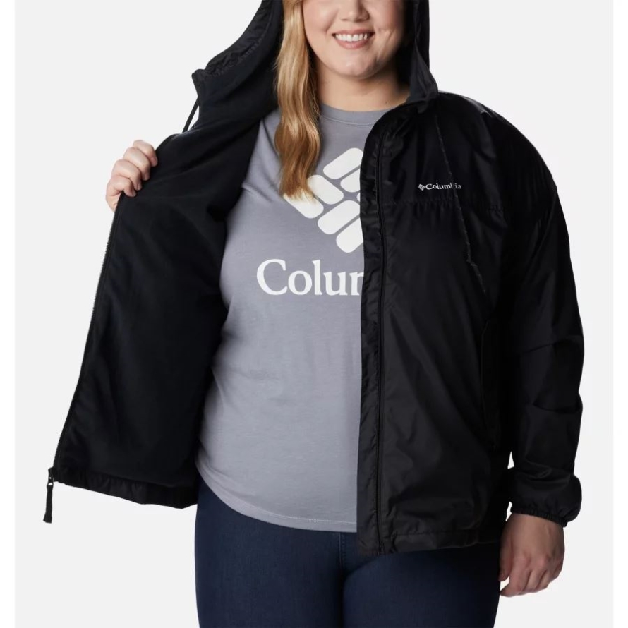 Columbia Black Women's Flash Challenger Lined Windbreaker Jacket Plus Size