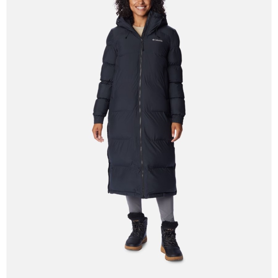 Columbia Black Women's Pike Lake Insulated Hooded Long Puffer Jacket