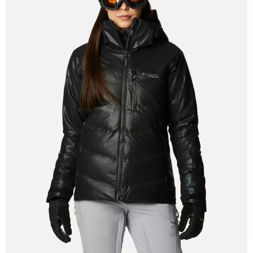 Columbia Black Women's Powder Keg Black Dot Down Jacket