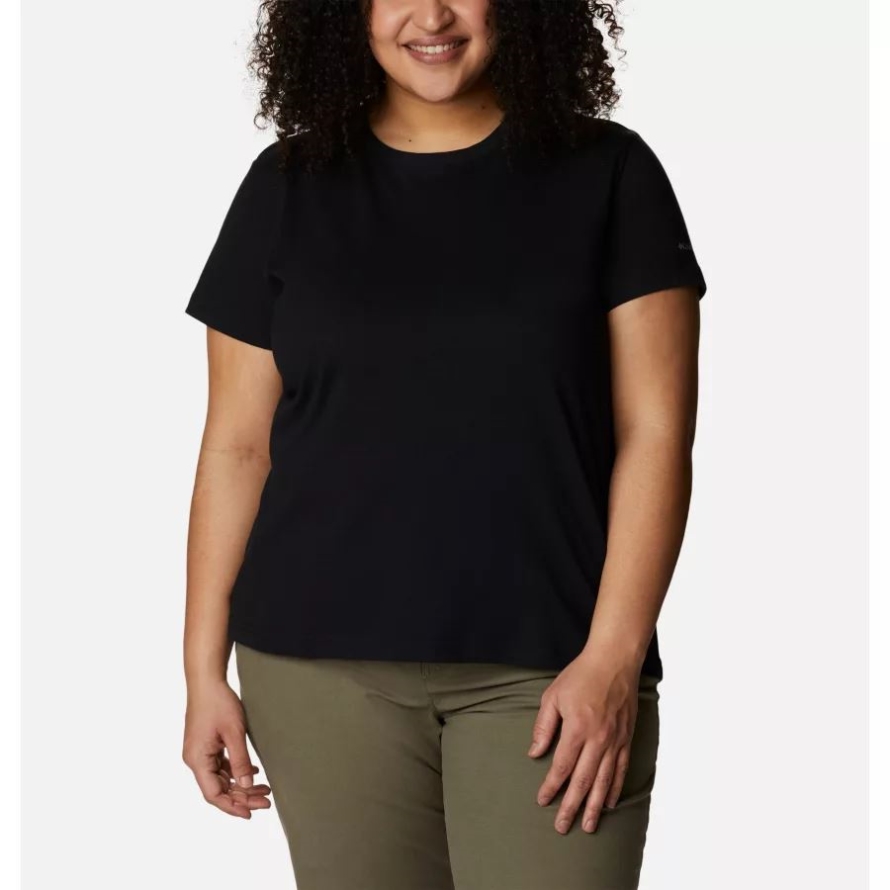 Columbia Black Women's Sapphire Point Short Sleeve Shirt Plus Size