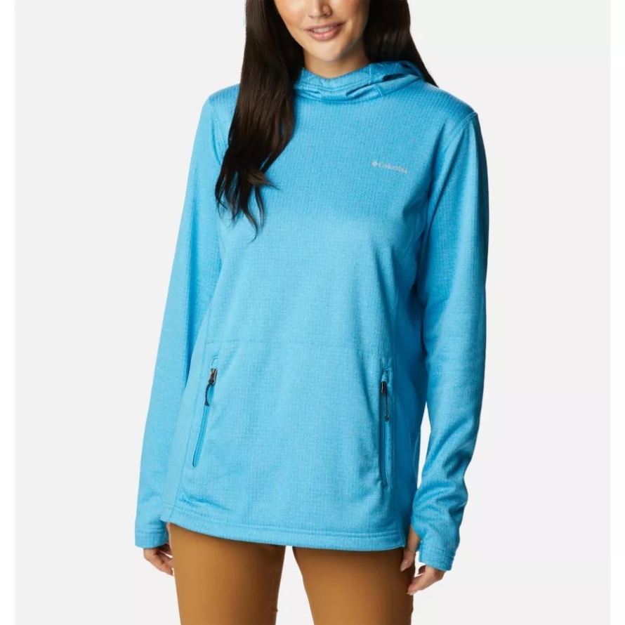 Columbia Blue Chill Heather Women's Park View Hooded Fleece Pullover