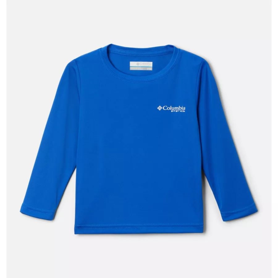 Columbia Blue Macaw/White - Marlin Boys' Toddler PFG Terminal Tackle University Long Sleeve Shirt