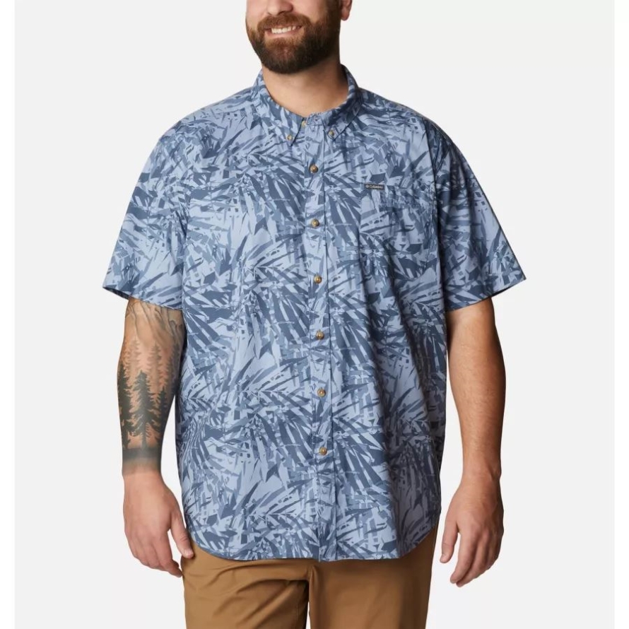 Columbia Bluestone Dye Palms Men's Rapid Rivers Printed Short Sleeve Shirt Big