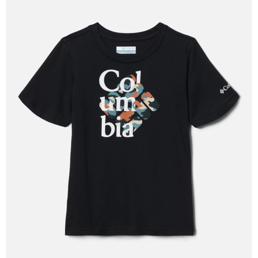 Columbia Boy's Basin Ridge Organic Cotton Graphic T-Shirt Black/Interlace Camo