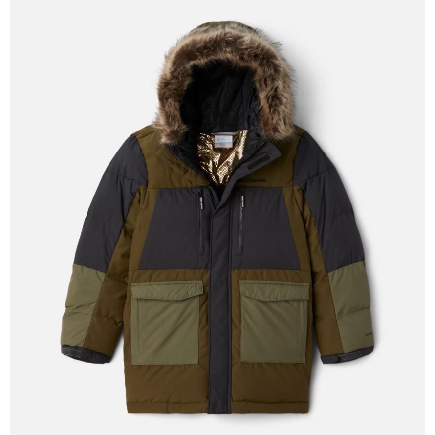 Columbia Boys' Marquam Peak Fusion Omni-Heat Infinity Insulated Parka New Olive/Shark/Stone Green