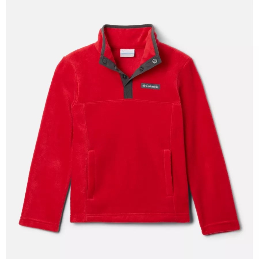 Columbia Boys' Steens Mountain1/4 Snap Fleece Pull-Over Mountain Red