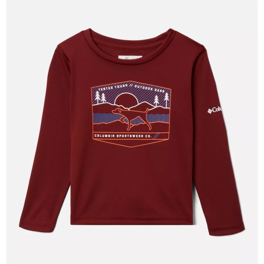 Columbia Boys' Toddler Grizzly Peak Long Sleeve Graphic T-Shirt Red Jasper/Hound Scape