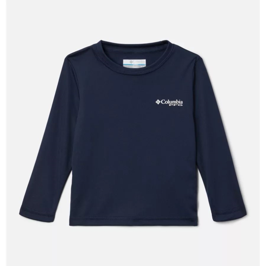 Columbia Boys' Toddler PFG Terminal Tackle University Long Sleeve Shirt Collegiate Navy/White - Bass