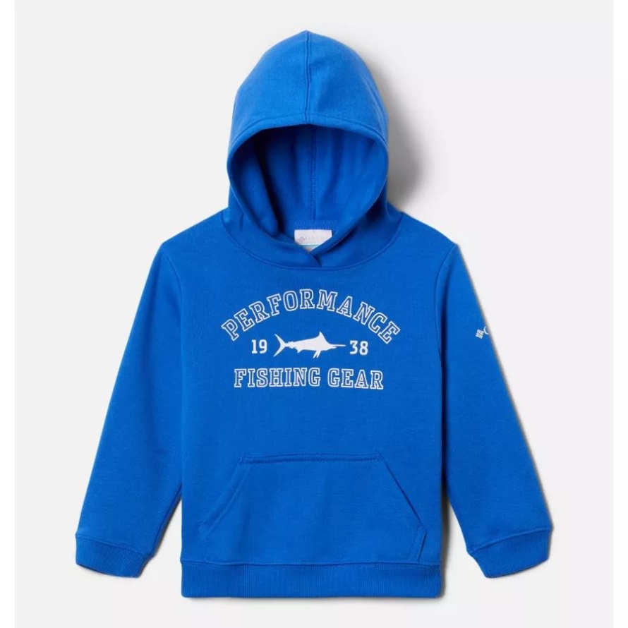 Columbia Boys' Toddler PFG University Hoodie Blue Macaw/White - Marlin
