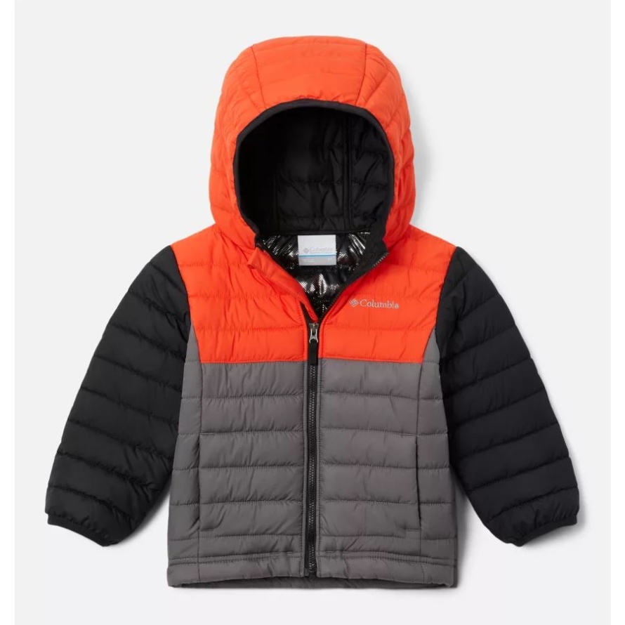 Columbia Boys' Toddler Powder Lite Hooded Jacket City Grey/Red Quartz/Black