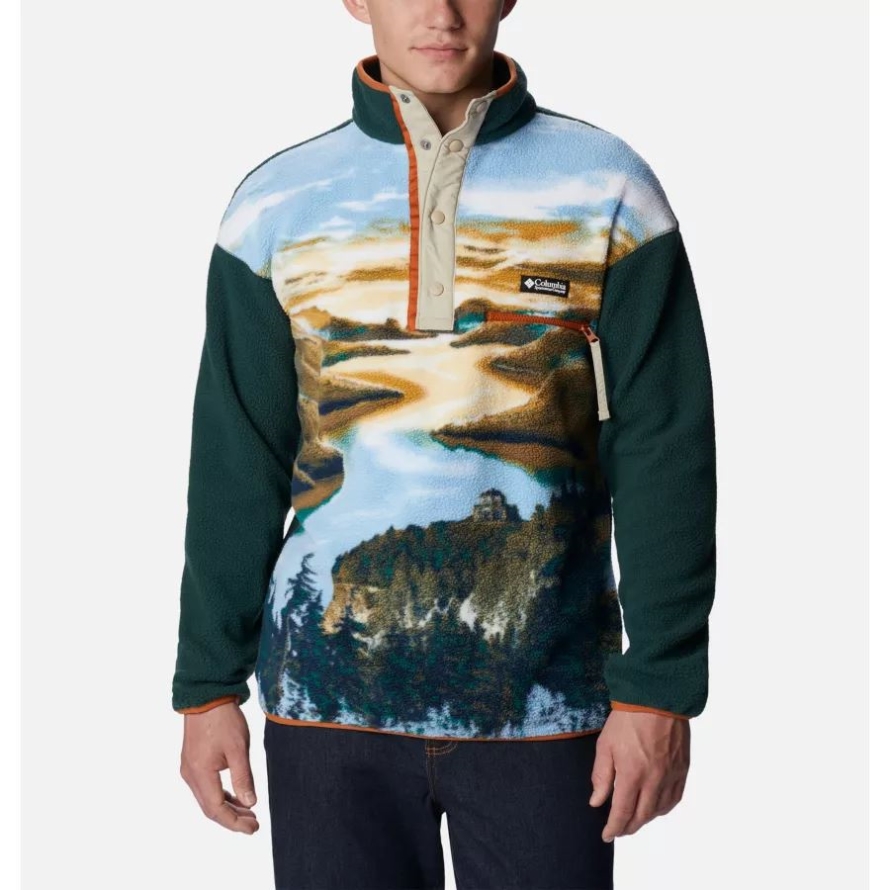 Columbia Brand Men's Helvetia Half Snap Fleece Warm Copper CRG Print