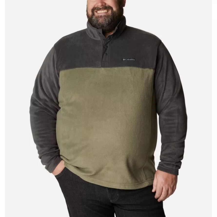 Columbia Brand Stone Green/Shark Men's Steens Mountain Half Snap Fleece Pullover Big