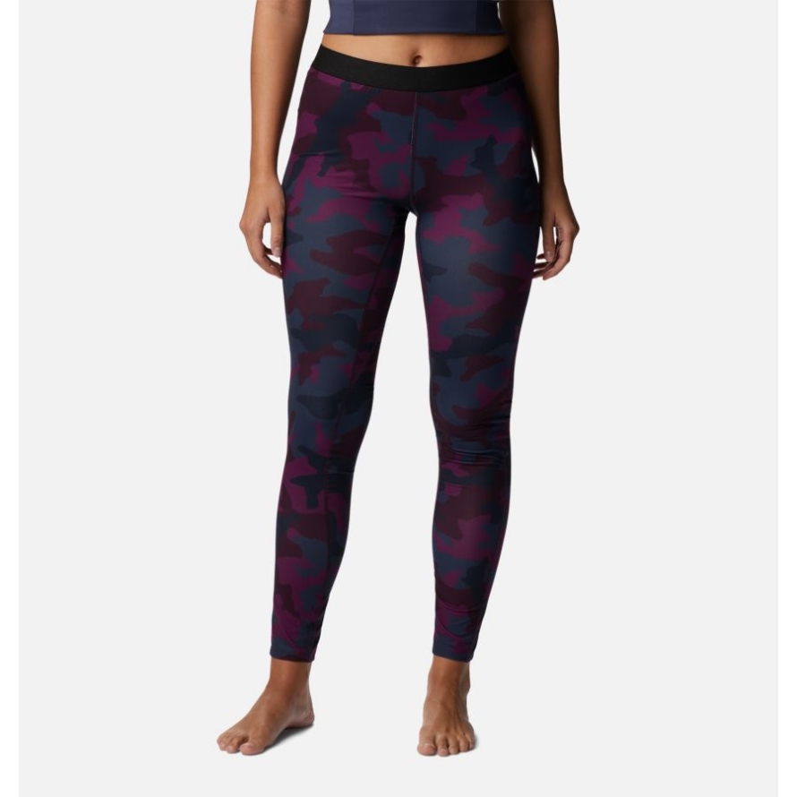 Columbia Brand Women's Midweight Baselayer Tights Plum Trad Camo