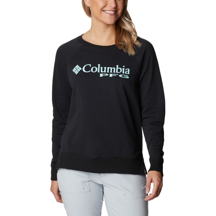 Columbia Brand Women's PFG Slack Water French Terry Crew Sweatshirt Black