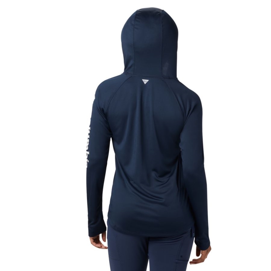 Columbia Brand Women's PFG Tidal Tee Hoodie Collegiate Navy/White Logo