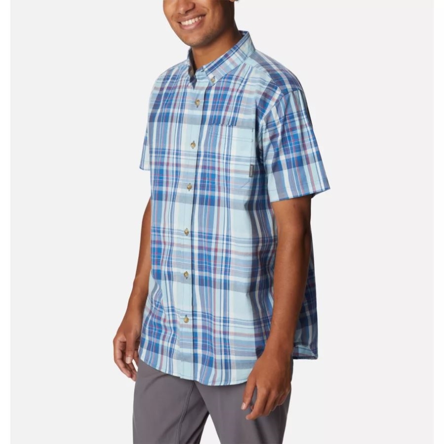 Columbia Bright Indigo Multi Plaid Men's Rapid Rivers II Short Sleeve Shirt