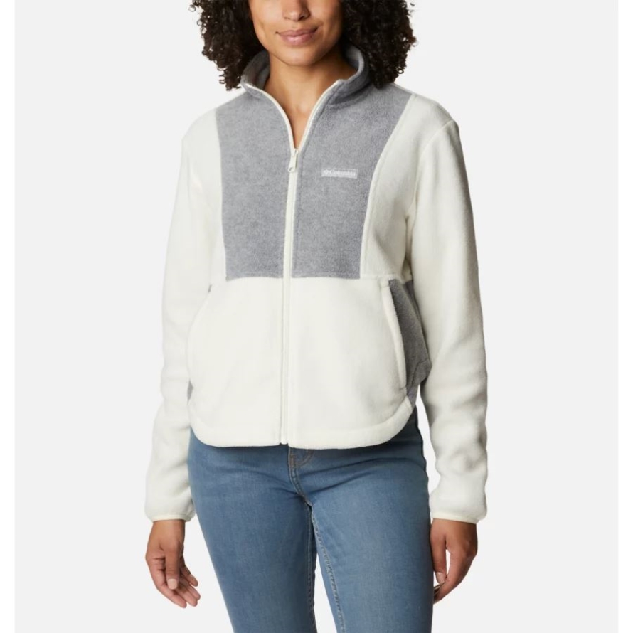 Columbia Chalk/Light Grey Heather Women's Benton Springs Colorblock Full Zip Fleece Jacket