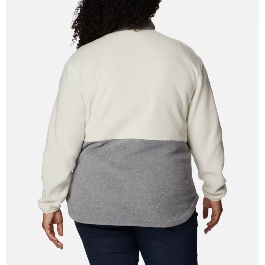 Columbia Chalk/Light Grey Heather Women's Benton Springs Colorblock Half Zip Fleece Pullover Plus Size