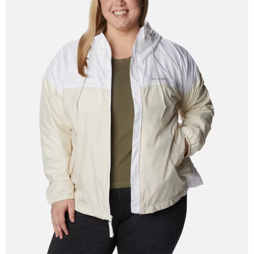 Columbia Chalk/White Women's Flash Challenger Lined Windbreaker Jacket Plus Size