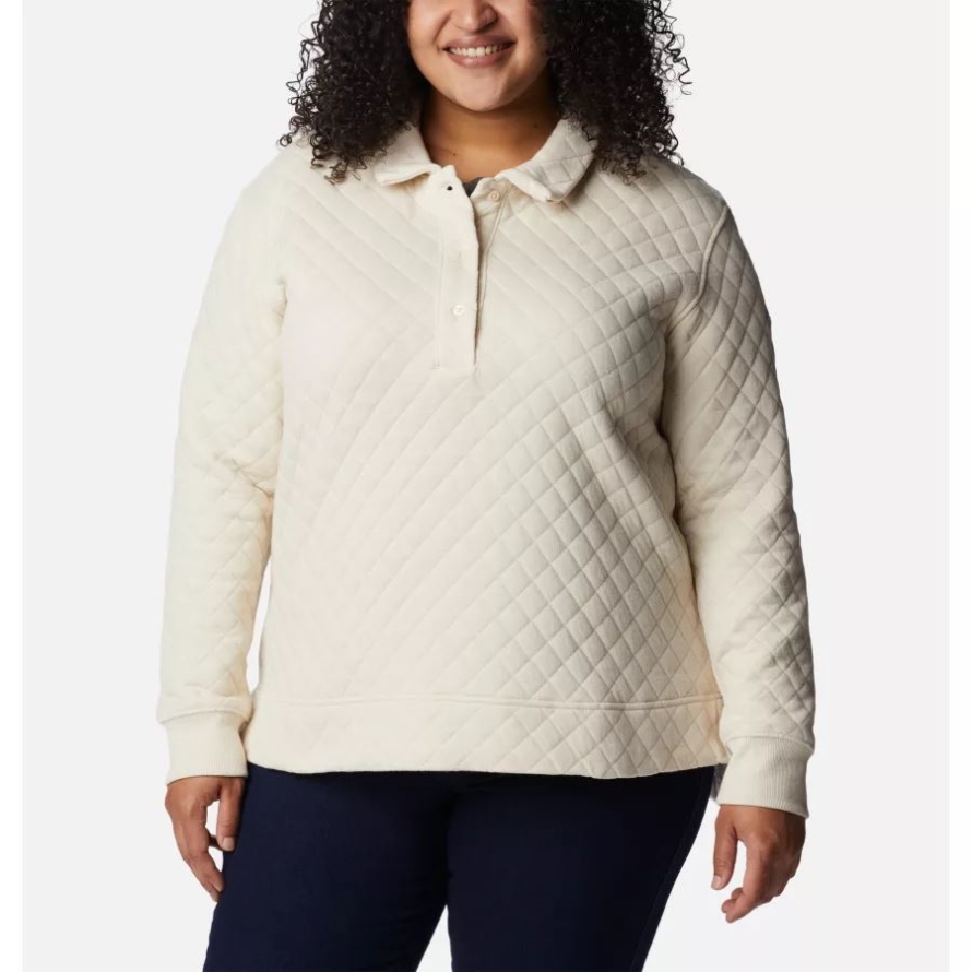 Columbia Chalk Women's Columbia Lodge Quilted Polo Plus Size