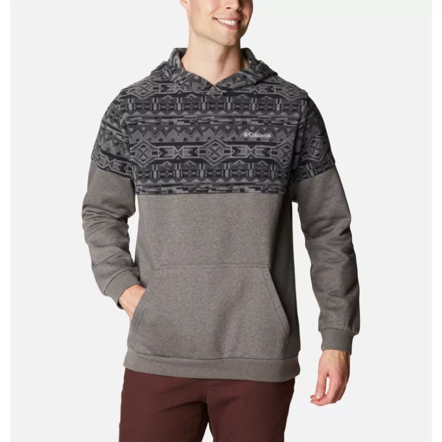 Columbia Charcoal Heather/Black 80s Stripe Print Men's Trek Printed Hoodie
