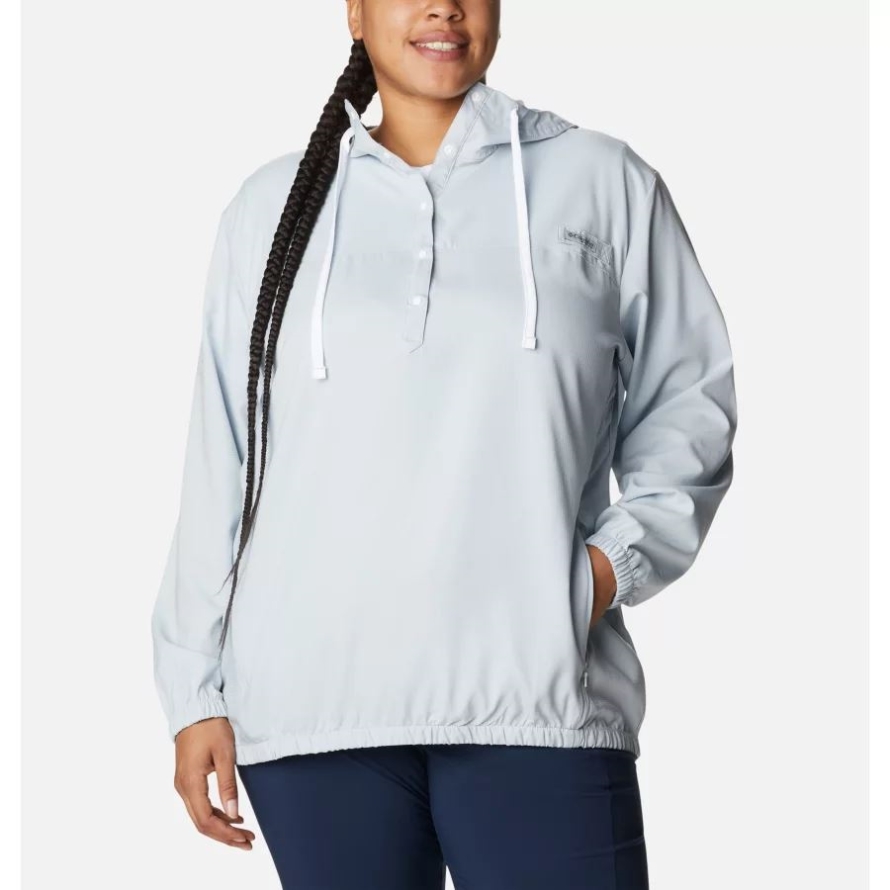 Columbia Cirrus Grey/White Women's PFG Tamiami Hoodie Plus Size