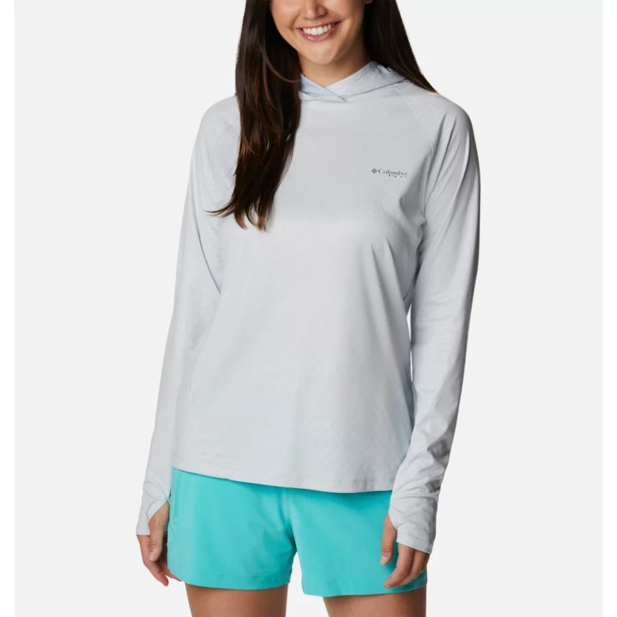 Columbia Cirrus Grey Women's PFG Tidal Deflector Ice Long Sleeve Hoodie