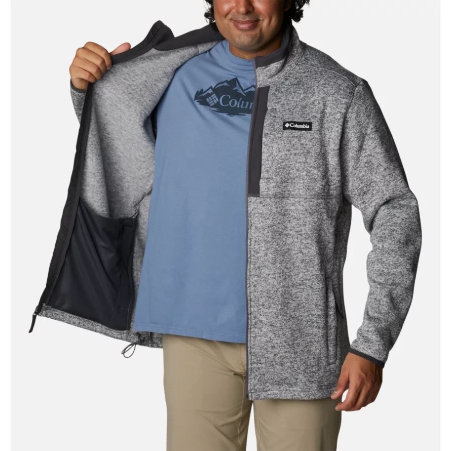 Columbia City Grey Heather Men's Sweater Weather Fleece Full Zip Big