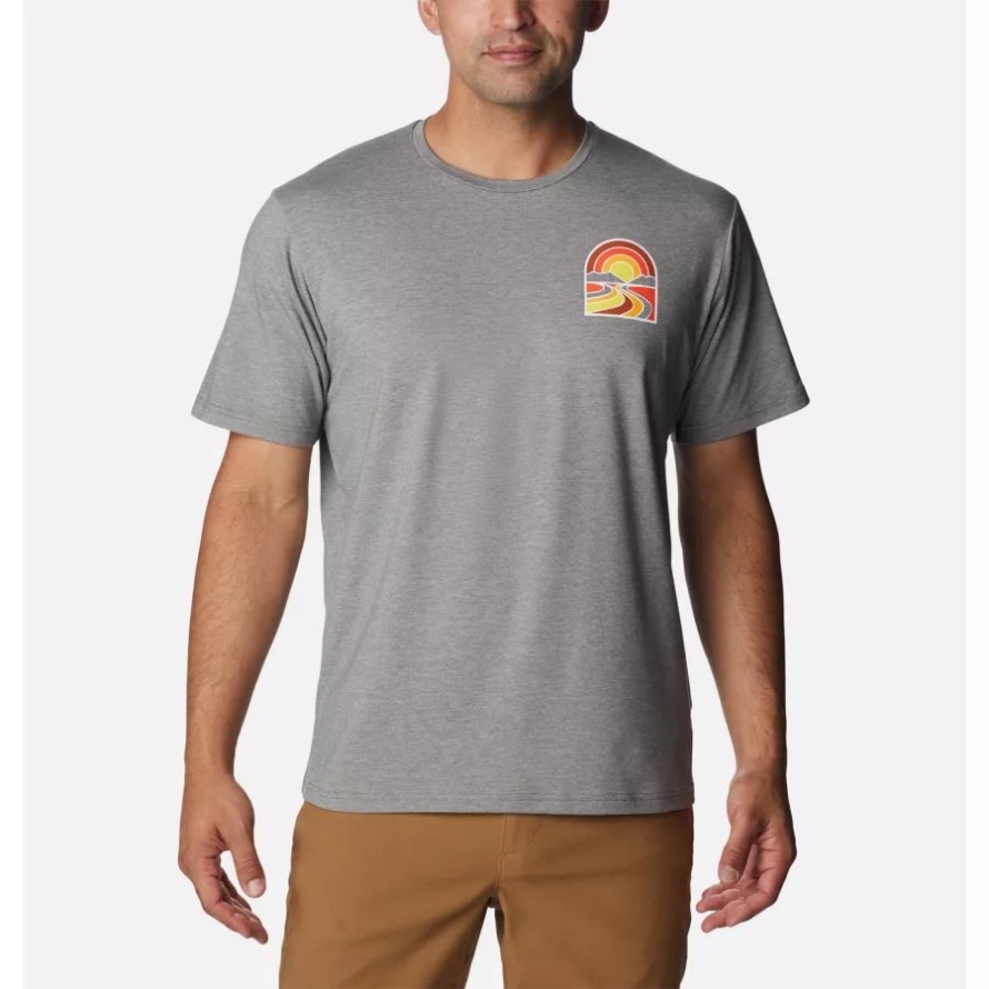 Columbia City Grey Heather/Suntrek Trails Chest Men's Sun Trek Technical T-Shirt