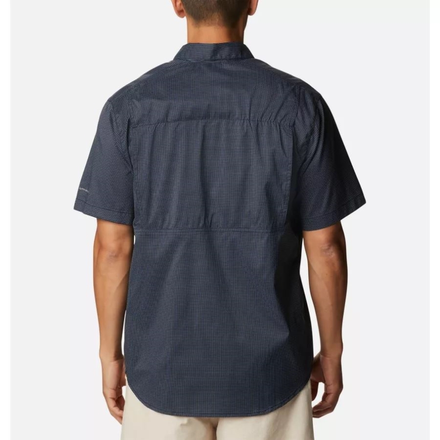 Columbia Collegiate Navy/Quiet Grid Men's Silver Ridge Lite Plaid Short Sleeve Shirt