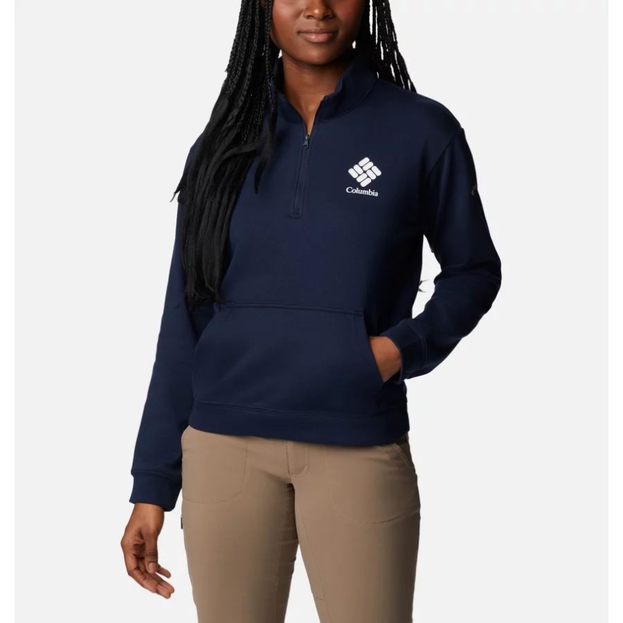 Columbia Collegiate Navy/White CSC Stacked Logo Women's Columbia Trek French Terry Half Zip Sweatshirt