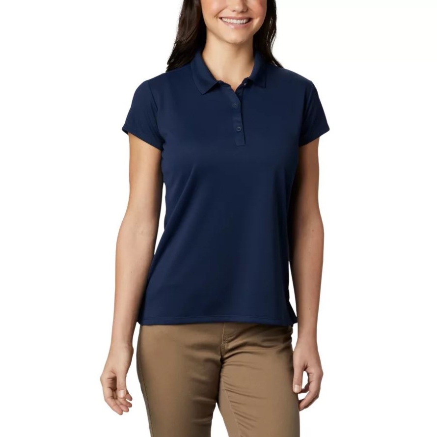 Columbia Collegiate Navy Women's PFG Innisfree Short Sleeve Polo