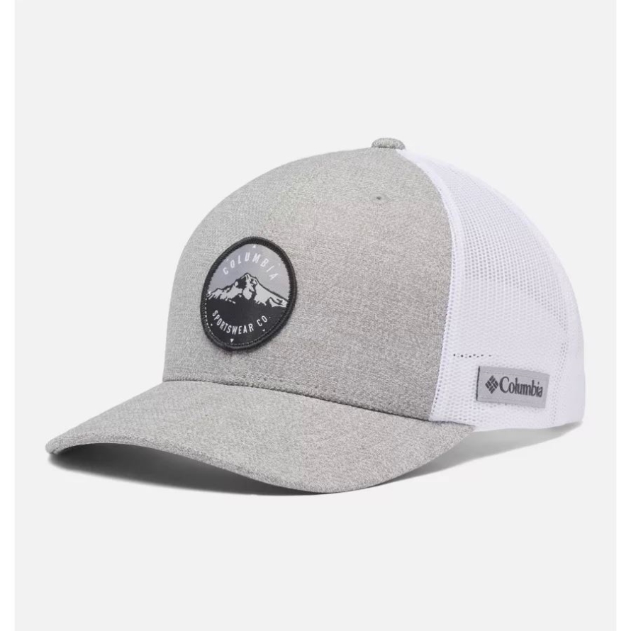 Columbia Columbia Mesh Snapback High Crown Columbia Grey Hthr Mt Hood Circle Patch