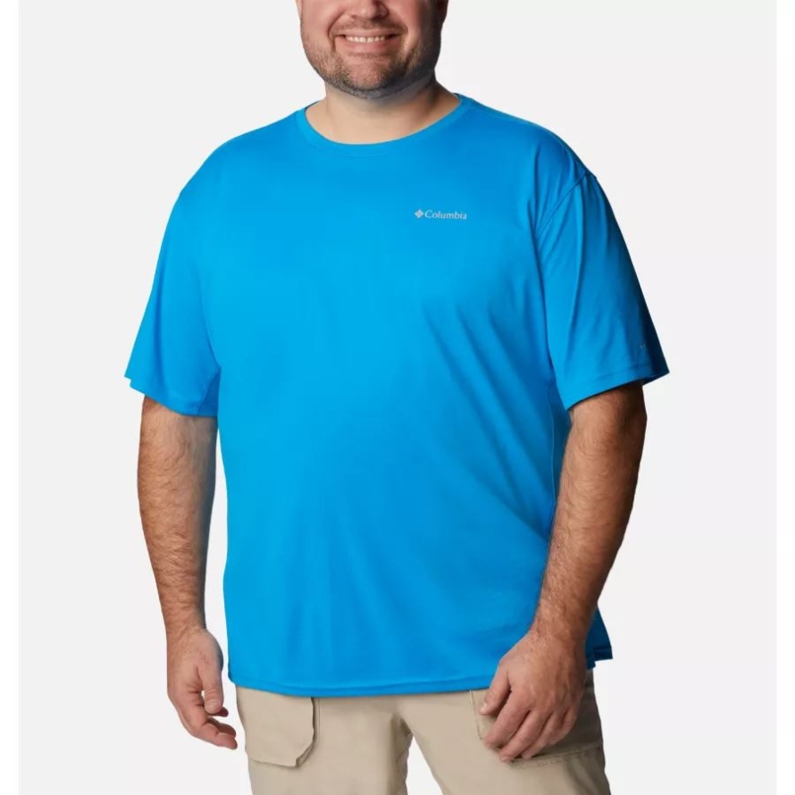 Columbia Compass Blue/Compass Blue Heather Men's Zero Ice Cirro-Cool Short Sleeve Shirt Big