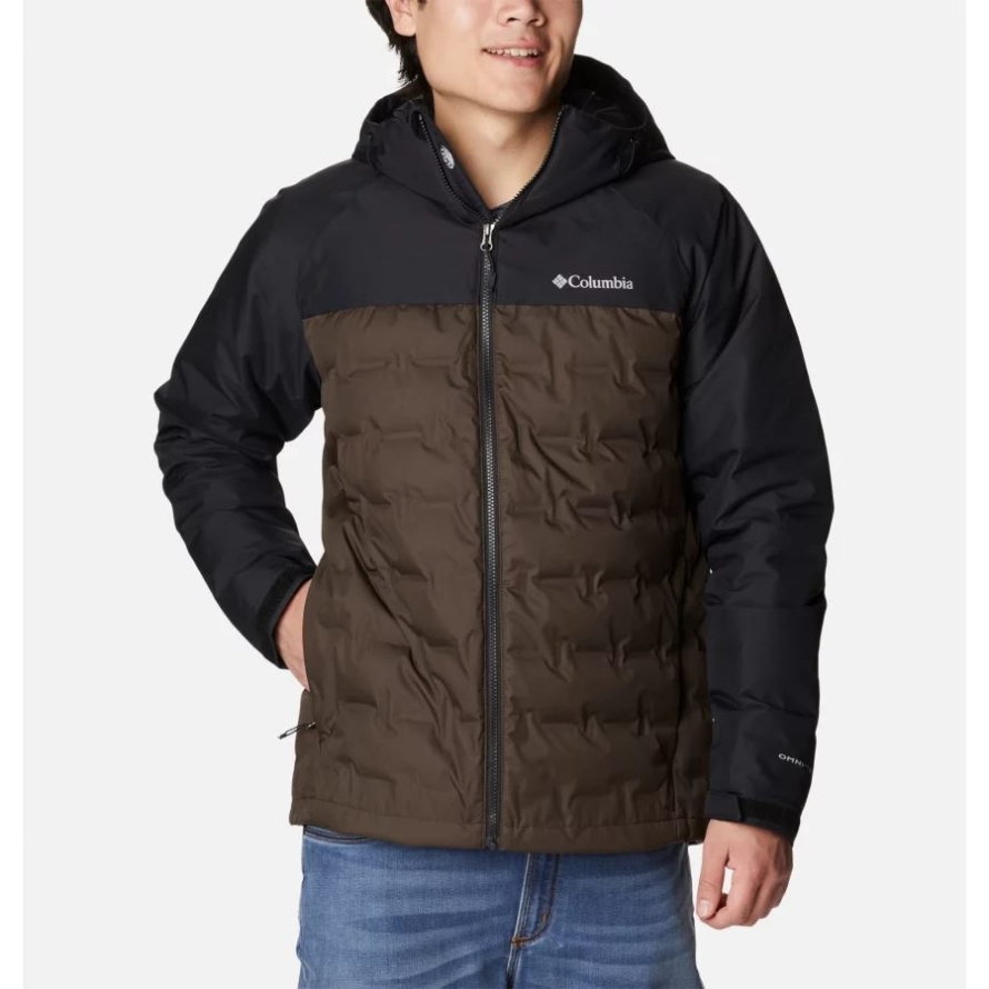 Columbia Cordovan/Black Men's Grand Trek II Down Hooded Jacket