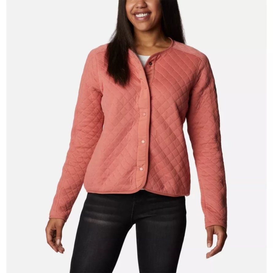 Columbia Dark Coral Women's Columbia Lodge Quilted Cardigan