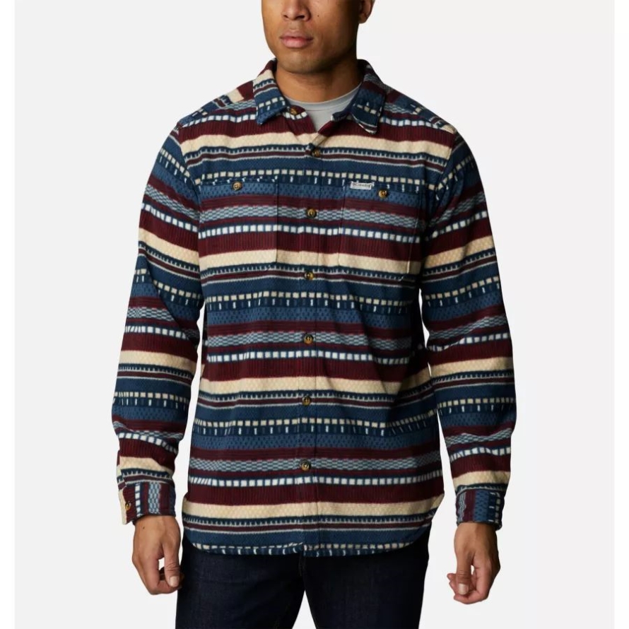 Columbia Dark Mountain Apres Stripe Print Men's Flare Gun Fleece Over Shirt