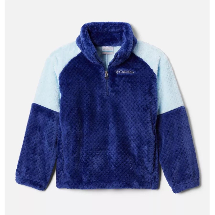 Columbia Dark Sapphire/Spring Blue Girls' Fire Side II Half-Zip Sherpa Fleece