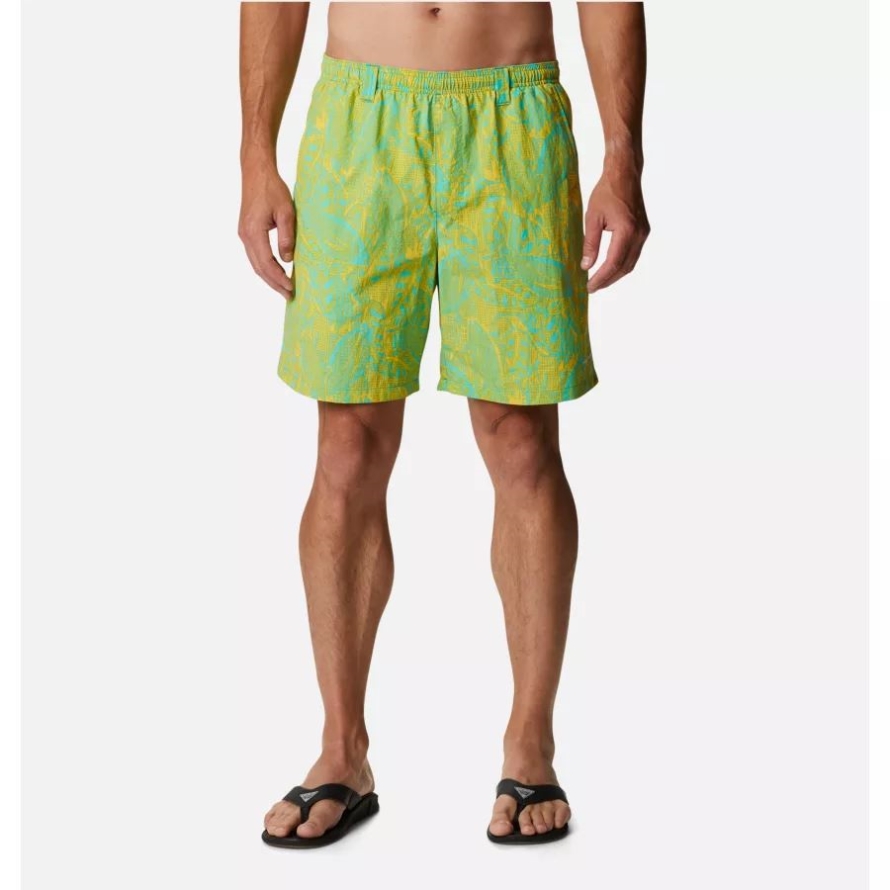Columbia Elctrc Turq Crosshatched Tuna Print Men's PFG Super Backcast Water Shorts