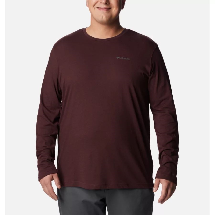 Columbia Elderberry Heather/Black Men's Thistletown Hills Long Sleeve Crew Shirt Big