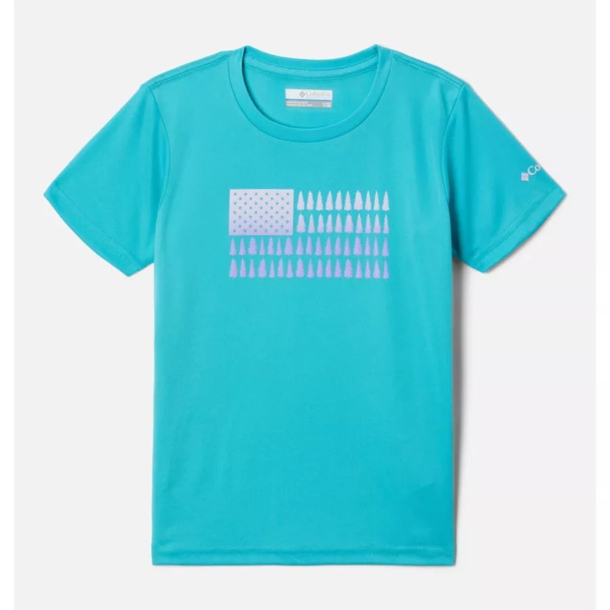 Columbia Geyser/Patriotic Pines Graphic Girls' Mirror Creek Short Sleeve Graphic T-Shirt