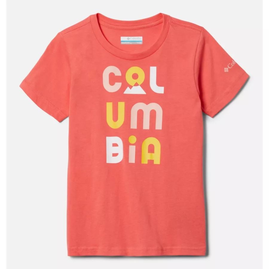 Columbia Girls' Bessie Butte Short Sleeve Graphic T-Shirt Blush Pink/CSC Peaks