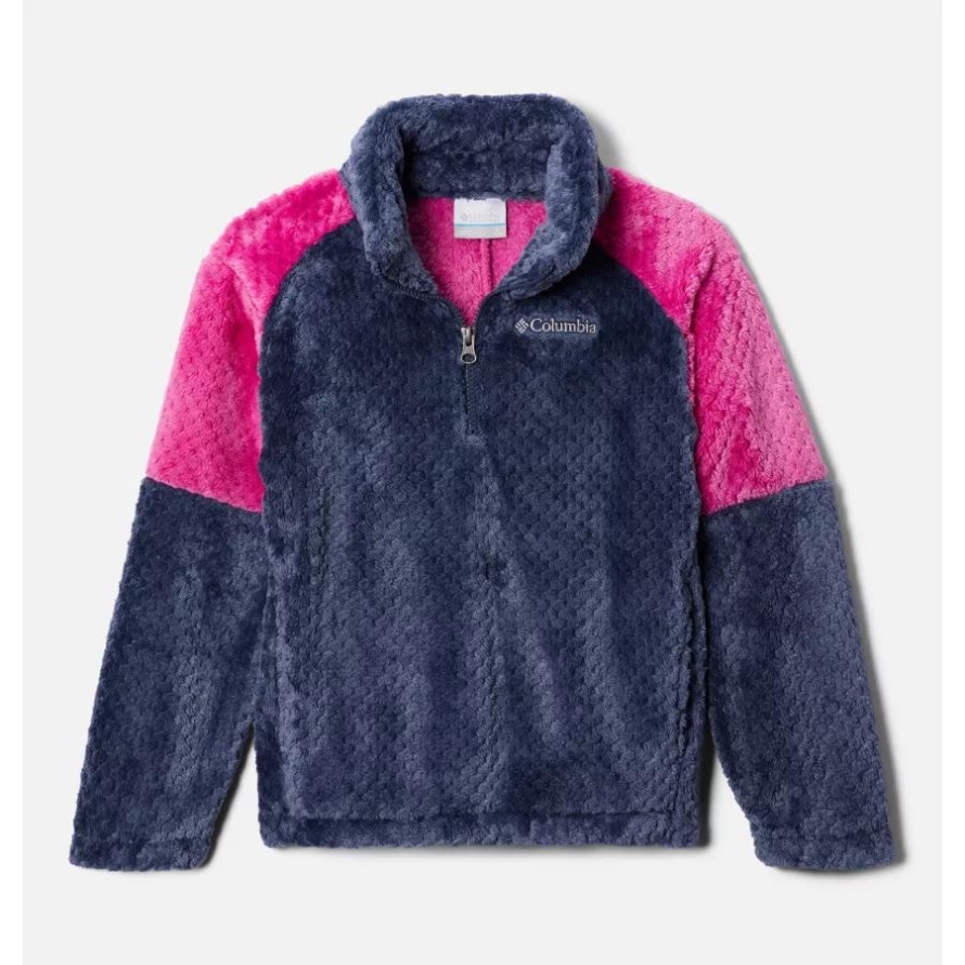 Columbia Girls' Fire Side II Half-Zip Sherpa Fleece Nocturnal/Wild Fuchsia