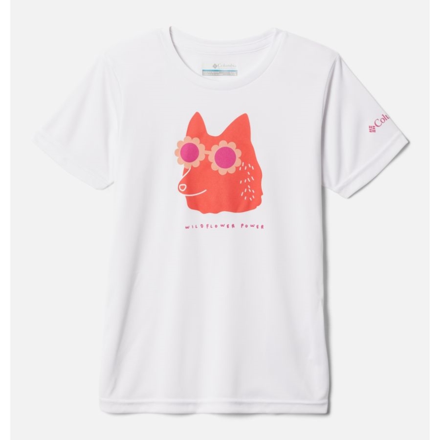 Columbia Girls' Mirror Creek Short Sleeve Graphic T-Shirt White Wildflower Power